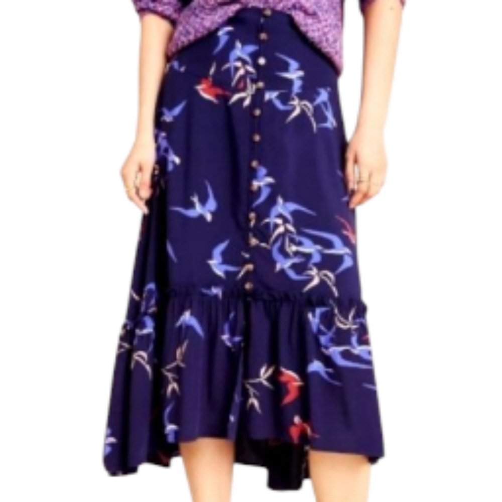 Maeve Merida Birds Midi Skirt sz 6